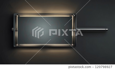 Modern rectangular frame wall light with built-in LED bulbs creating a soft glow Modern rectangular frame wall light with built-in LED bulbs creating a soft glow 120798927