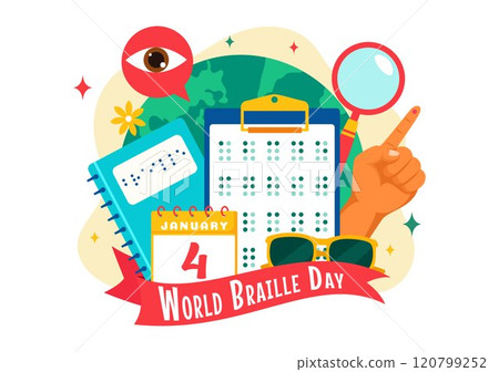 World Braille Day Vector Illustration Celebrating January 4th, Featuring Braille Alphabet as a Means of Communication in a Flat Cartoon Background World Braille Day Vector Illustration Celebrating January 4th, Featuring Braille Alphabet as a Means of Communication in a Flat Cartoon Background 120799252