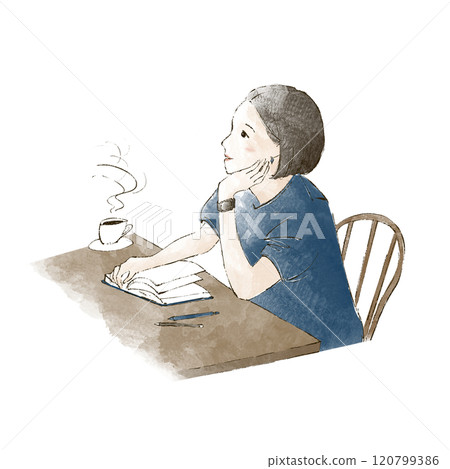 A woman working in a cafe 120799386