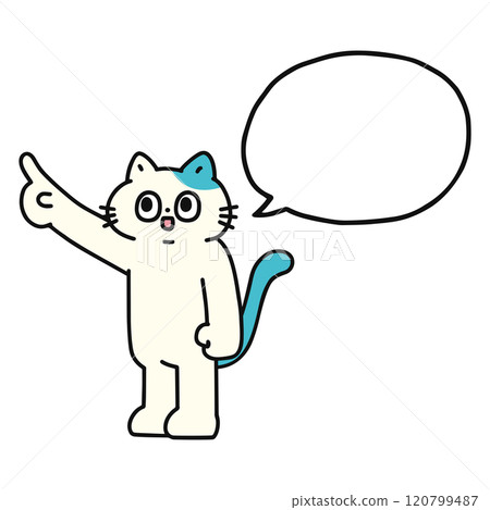 A funny cat pointing with a speech bubble A funny cat pointing with a speech bubble 120799487