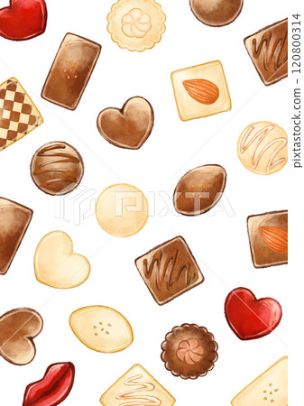 Hand drawn chocolate sweets background illustration 120800314