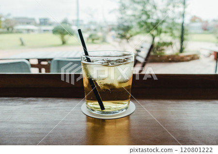 Apple tea at a cafe | Japanese flag composition Apple tea at a cafe | Japanese flag composition 120801222