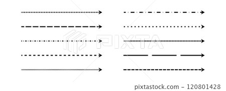Black straight thin dashed arrow set. Long dotted arrows collection. Outline stripe element bundle for flyer, poster, brochure, booklet, banner. Doodle sketched pointers and direction lines. Vector Black straight thin dashed arrow set. Long dotted arrows collection. Outline stripe element bundle for flyer, poster, brochure, booklet, banner. Doodle sketched pointers and direction lines. Vector 120801428