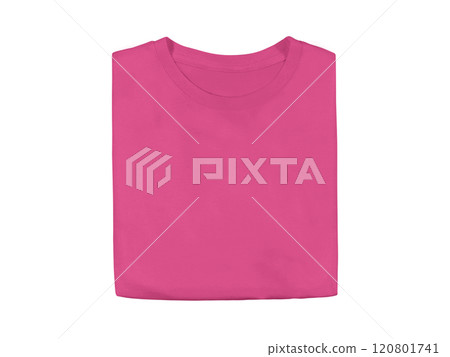 Heather Heliconia Pink colour blank fashion folded tee front mockup template 120801741