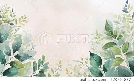 葉植物植物自然水彩插圖框架背景卡 120801827