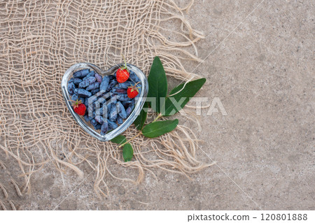 honeysuckle berries on a concrete background. 120801888