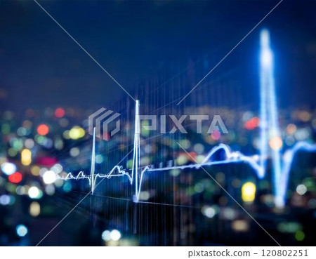 A futuristic electrocardiogram watermark photo A futuristic electrocardiogram watermark photo 120802251