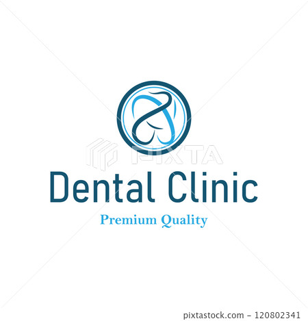 Simple dental care health logo design with modern line concept dental clinic template illustration 120802341