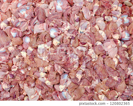 Raw Fresh Meat Pieces Background for Culinary Use and Cooking Raw Fresh Meat Pieces Background for Culinary Use and Cooking 120802365