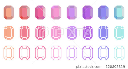Emerald cut colorful gemstone illustration set Minerals Gems Vector material Emerald cut colorful gemstone illustration set Minerals Gems Vector material 120802819