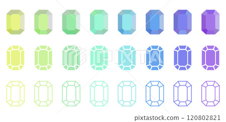 Emerald cut colorful gemstone illustration set Minerals Gems Vector material Emerald cut colorful gemstone illustration set Minerals Gems Vector material 120802821