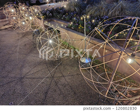 Light bulb in a bamboo ball 120802830