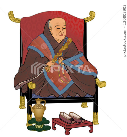 Emperor Uda sitting on a high chair 120802902