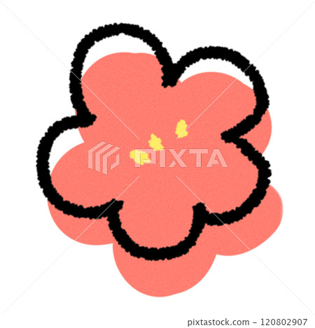A simple and cute deformed illustration of plum blossoms 120802907