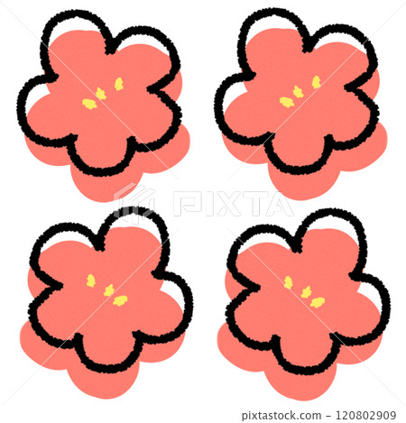 簡單可愛的梅花變形插畫集 120802909