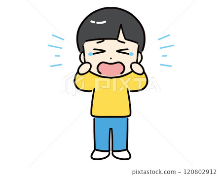 哭泣的男孩（全身，正面） 120802912