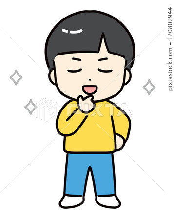 自信微笑的男孩（全身，正面） 120802944