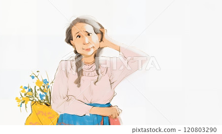 An emotionally unstable, slightly cognitively impaired middle-aged woman 120803290
