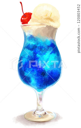 Hand drawn illustration of blue cream soda 120803452