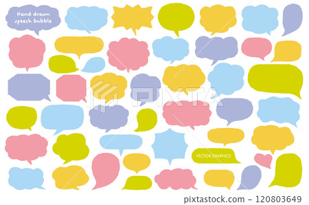 色彩繽紛，手繪風格！多功能語音氣泡材料的集合 120803649