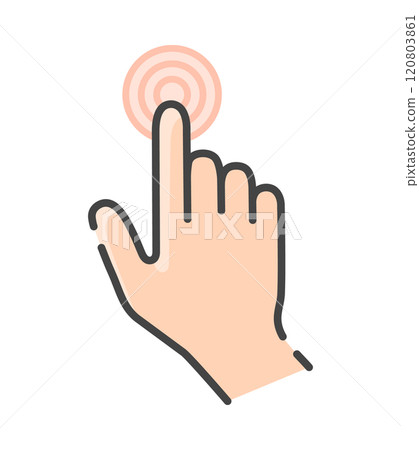 Simple human hand icon touching with index finger - gesture image of pressing a button or screen Simple human hand icon touching with index finger - gesture image of pressing a button or screen 120803861