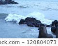 Image of waves crashing on Imrang Beach in Busan, Korea 120804073