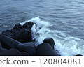 Image of waves crashing on Imrang Beach in Busan, Korea 120804081