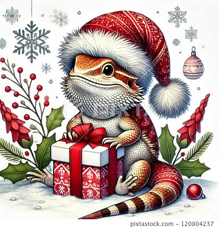 非常可愛的蜥蜴聖誕老人 120804237