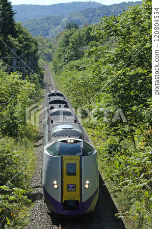 Tokachi Kiha 261 Express train running on the Sekishō Line in summer 120804554