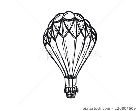 Hot air balloons flying, Hand drawn illustration.	 120804609