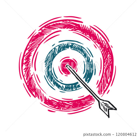 Target arrow hand drawn illustration. Vector.	 120804612