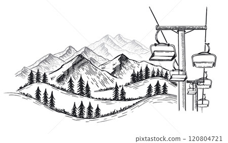 mountain, silhouette, vector 120804721