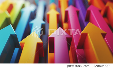 Colorful arrows pointing upward, symbolizing progress and direction 120804842