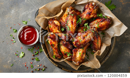 Crispy Air-Fried Chicken Wings with Dipping Sauce 120804859