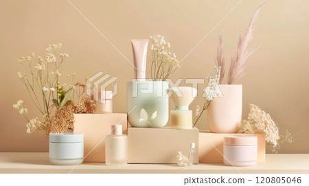 Pastel Cosmetic Jars with Floral Decor 120805046