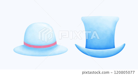 Watercolor Hat Illustration. Hand-Painted Headwear Art for Fashion, Crafts, and Designs Watercolor Hat Illustration. Hand-Painted Headwear Art for Fashion, Crafts, and Designs 120805077