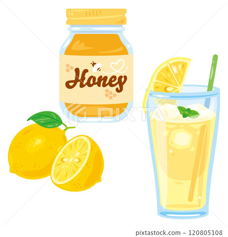 Honey lemonade set in a glass Honey lemonade set in a glass 120805108