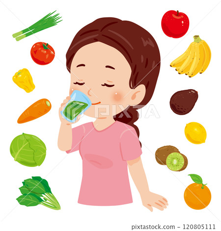 Woman drinking a glass of green smoothie 120805111