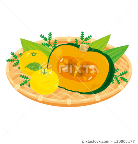 Pumpkin and yuzu in a colander 120805177
