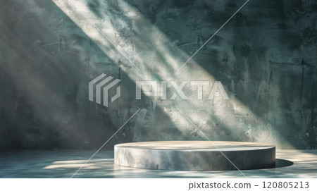 Industrial Podium in Sunlit Concrete Interior 120805213