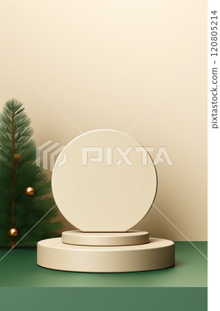Warm Beige and Green Minimalistic Winter Display 120805214