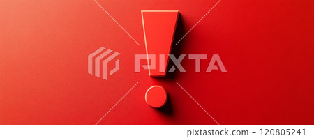 Bold 3D red exclamation mark, signifying importance or alert. 120805241