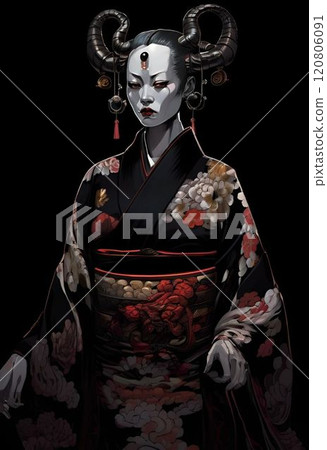 woman wearing black kimono 120806091