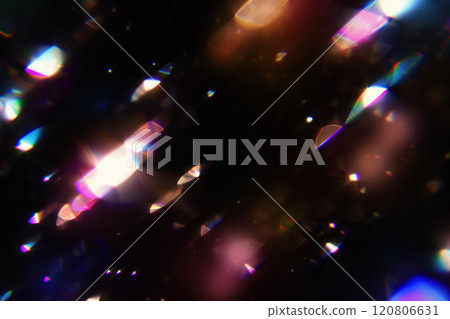 Colorful Abstract Light Leaks with Prismatic Rainbow Bokeh on Dark Background 120806631