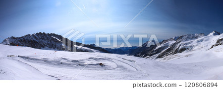 Spectacular view of the Aletsch Glacier from the Jungfraujoch observation deck Spectacular view of the Aletsch Glacier from the Jungfraujoch observation deck 120806894
