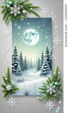 Snowy forest scenery for Christmas 120806985