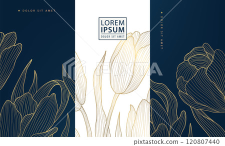 Vector set of flower golden art deco patterns, floral line package labels. Perfume, beauty products, jewelry package, wedding invitations, asian style nature illustrations. Vector set of flower golden art deco patterns, floral line package labels. Perfume, beauty products, jewelry package, wedding invitations, asian style nature illustrations. 120807440