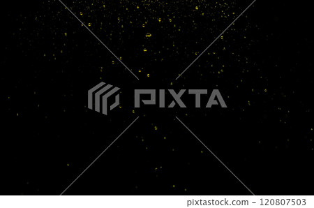 Lemon Juice beverage bubble Water splash on object to create shape form fluttering in droplet and wave. Oil lubricant spray water to object make curve drop explosion. Black background isolated 120807503