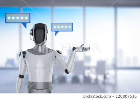 Ai chatbot or personal assistant robot chat with speech bubble Ai chatbot or personal assistant robot chat with speech bubble 120807536