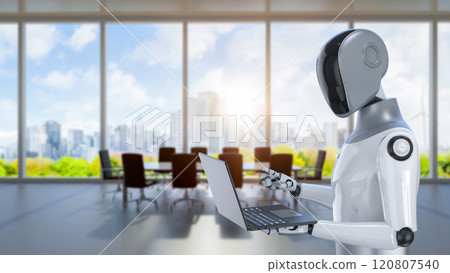 Automation worker concept with ai assistant robot working in smart office 120807540